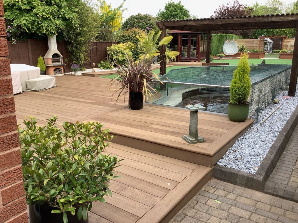 Composite Decking Pond Garden Landscaping Westmidlands
